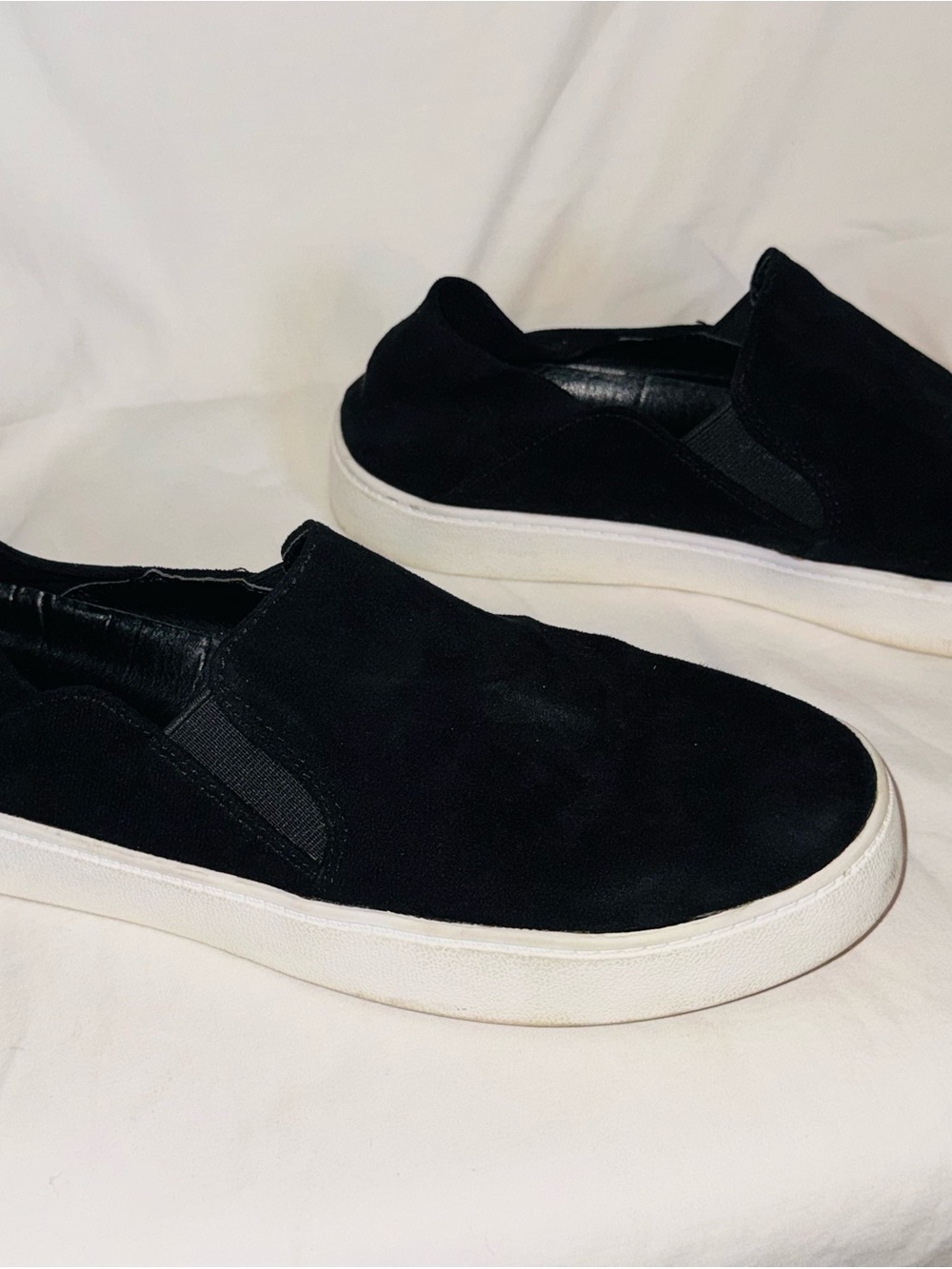 Steve Madden Black Suede Slip-On Sneakers with White Sole